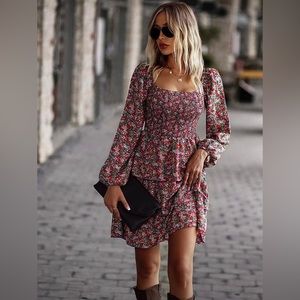 Floral smocked tiered dress